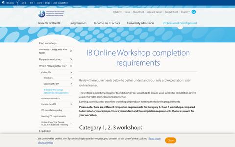 IB Online Workshop completion requirements - International ...