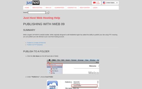 Publishing with iWeb 09 - Just Host cPanel