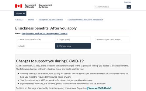 EI Sickness Benefit - After you've applied - Canada.ca
