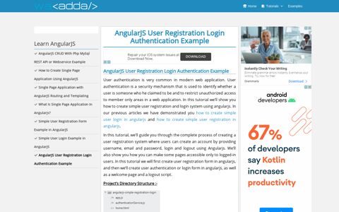 AngularJS User Registration Login Authentication Example ...