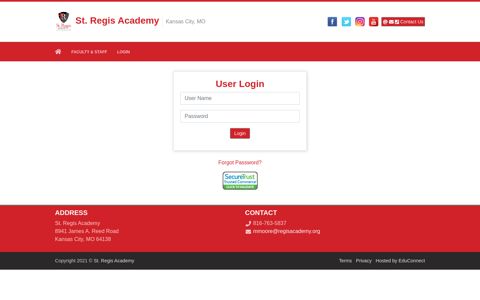 User Login - St. Regis Academy - Educonnect