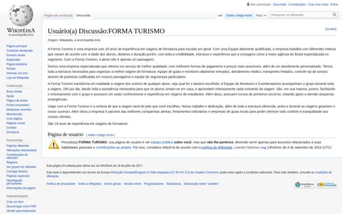 Usuário(a) Discussão:FORMA TURISMO – Wikipédia, a ...