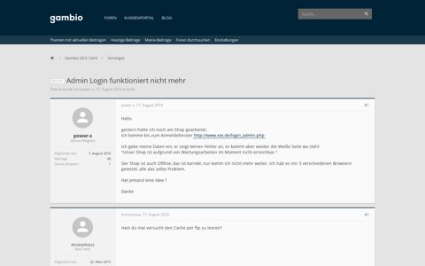 gelöst - Admin Login funktioniert nicht mehr | Gambio Forum ...