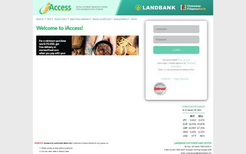 LANDBANK iAccess Retail Internet Banking - Login