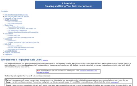 Gale User Account Tutorial - Gale Product Menu