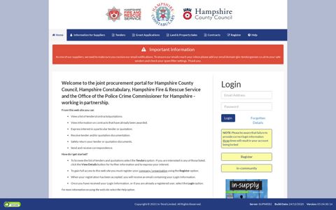 Hampshire County Council Electronic Tendering Site - Home