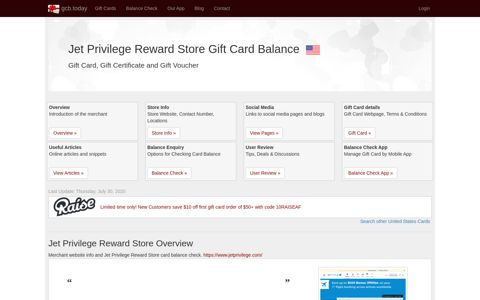 Jet Privilege Reward Store | Gift Card Balance Check ...