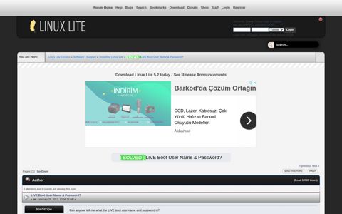 LIVE Boot User Name & Password? - Linux Lite