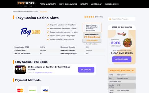 Foxy Casino Slot Demos with Free Spins Bonuses to Play ...