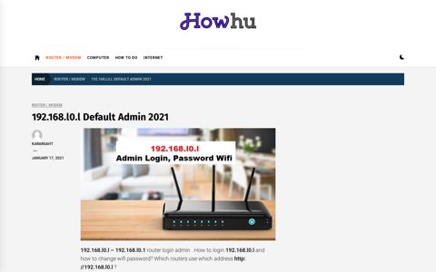 192.168.l0.l Router Login Admin to Wifi Password - Howhu