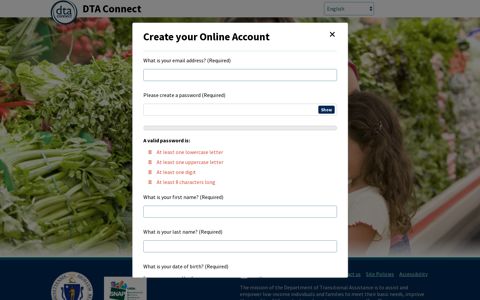 Create Your Online Account - DTA Connect - Massachusetts ...
