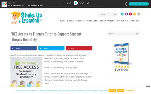 FREE Access to Fluency Tutor to Support Student Literacy ...