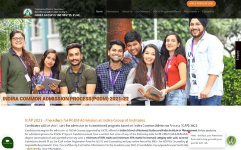 Indira Common Admission Process (ICAP) - Indira Group of ...