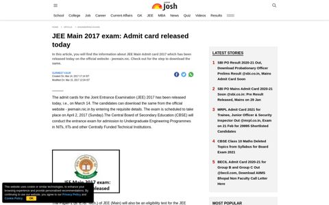 JEE Main 2017:admit card is out check now at jeemain.nic.in
