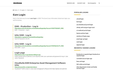 Eam Login ❤️ One Click Access