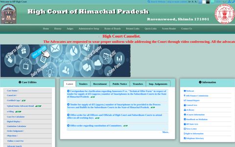 HIGH COURT OF Himachal Pradesh - Landing Page