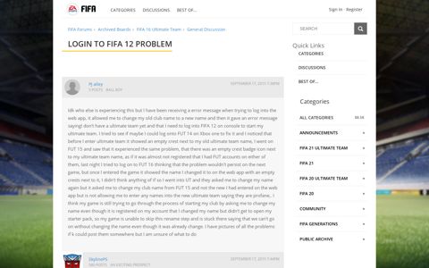 Login to FIFA 12 problem — FIFA Forums