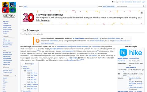 Hike Messenger - Wikipedia