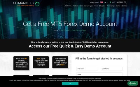 Get a Free MT5 Forex Demo Account - GO Markets