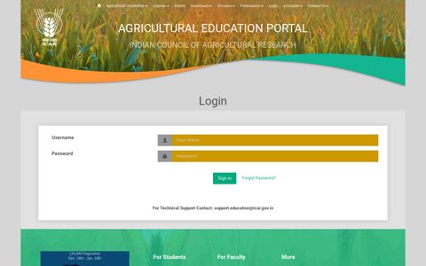 Login - Welcome to Agricultural Education Portal - ICAR
