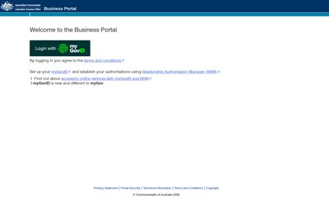 Australian Taxation Office Business Portal - Welcome
