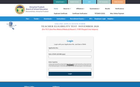 teacher eligibility test -november 2020 - HPBoSE