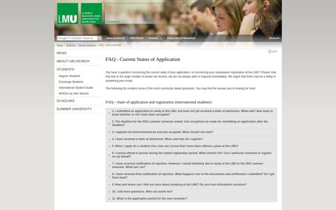FAQ - Current Status of Application - LMU Munich
