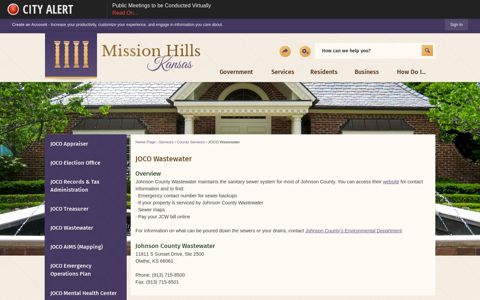 JOCO Wastewater | Mission Hills, KS - Official Website