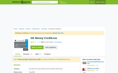 GE Money CreditLine | ProductReview.com.au