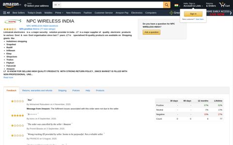 NPC WIRELESS INDIA - Amazon.in Seller Profile