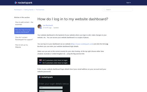 How do I log in to my website dashboard? – Rocketspark