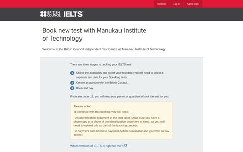 Book new test with Manukau Institute of Technology - IELTS ...