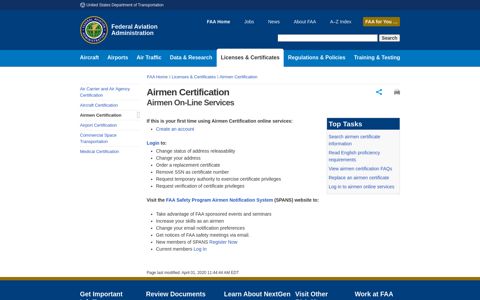 Airmen Certification – Airmen On-Line Services - FAA