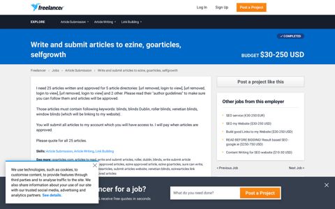 Write and submit articles to ezine, goarticles, selfgrowth ...