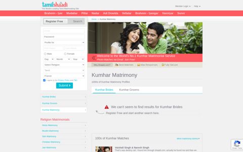 Kumhar Matrimony & Matrimonial Site - Tamilshaadi.com