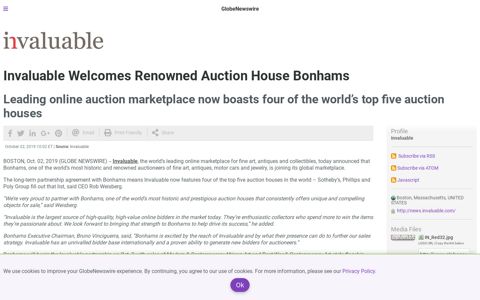 Invaluable Welcomes Renowned Auction House Bonhams