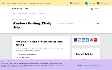 Find your FTP login or username for Plesk hosting - GoDaddy