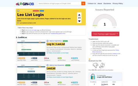 Leo List Login - A database full of login pages from all over the ...