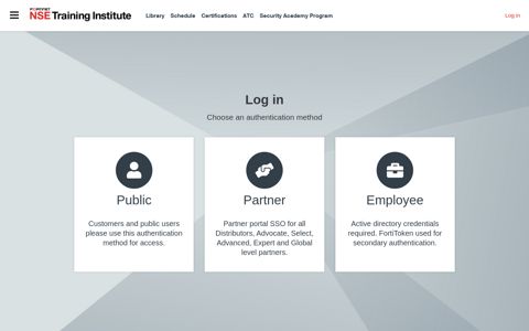 Fortinet NSE Institute: Log in to the site