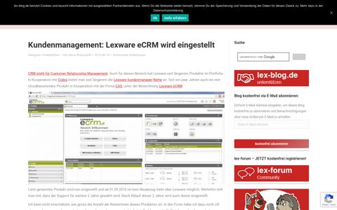 Kundenmanagement: Lexware eCRM wird eingestellt | lex-blog