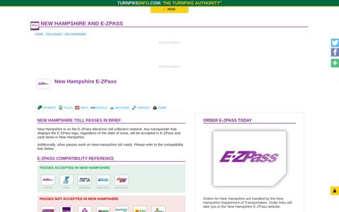 New Hampshire E-ZPass information - Turnpike