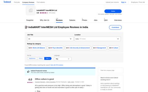 Working at IndiaMART InterMESH Ltd in India: 475 Reviews ...