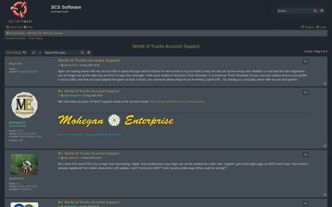 World of Trucks Account Support - SCS Software