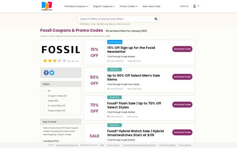 60% off Fossil Promo Codes, Coupons & Deals - Dec 2020