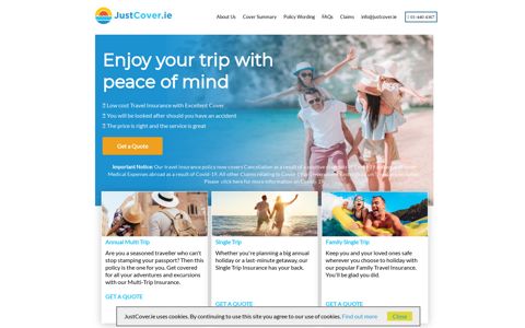 JustCover Travel Insurance Home