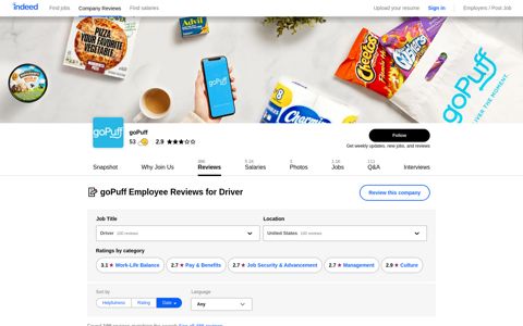 Working as a Driver at goPuff: 98 Reviews | Indeed.com