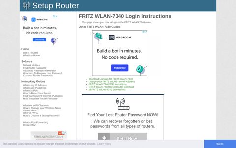 Login to FRITZ WLAN-7340 Router - SetupRouter
