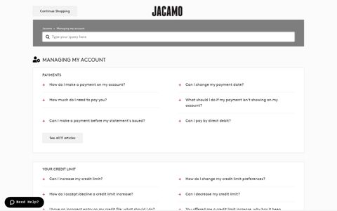 Managing my account – Jacamo