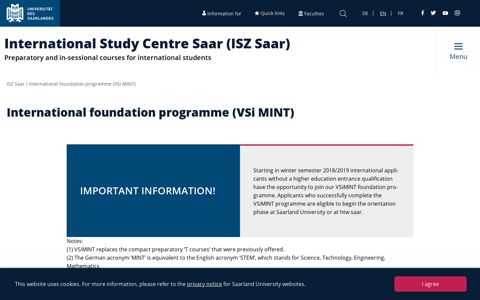 International foundation programme (VSi MINT) | Saarland ...