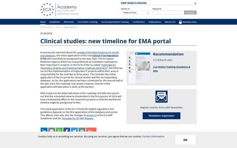 Clinical studies: new timeline for EMA portal - ECA Academy
